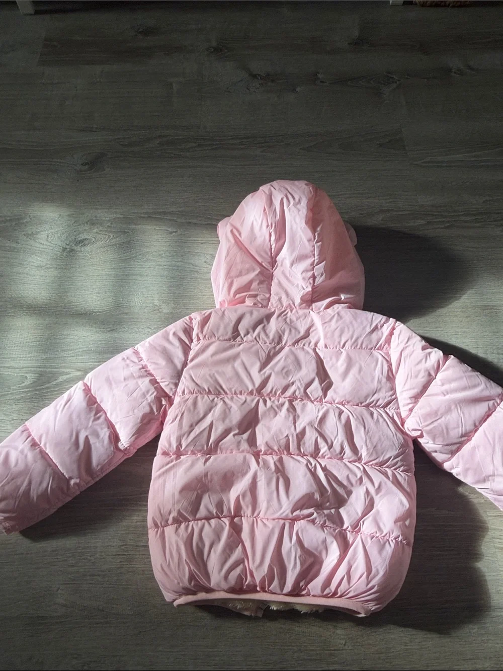 Pink Baby Bear Hooded Puffer Jacket
